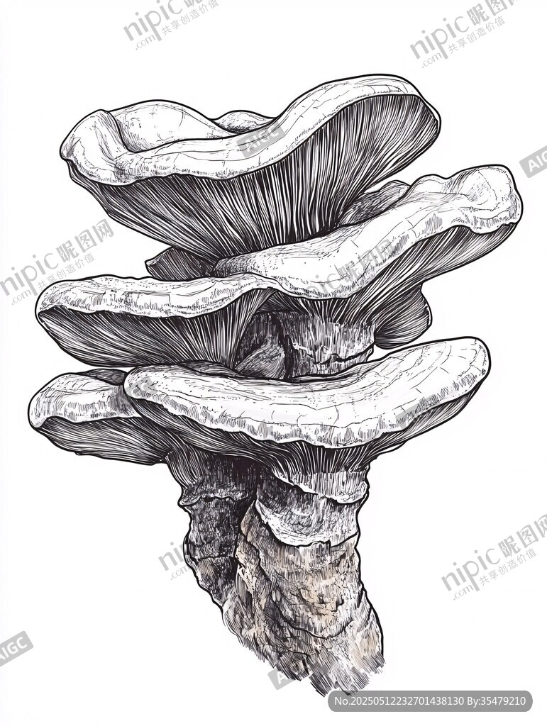 手繪堆疊蘑菇插畫