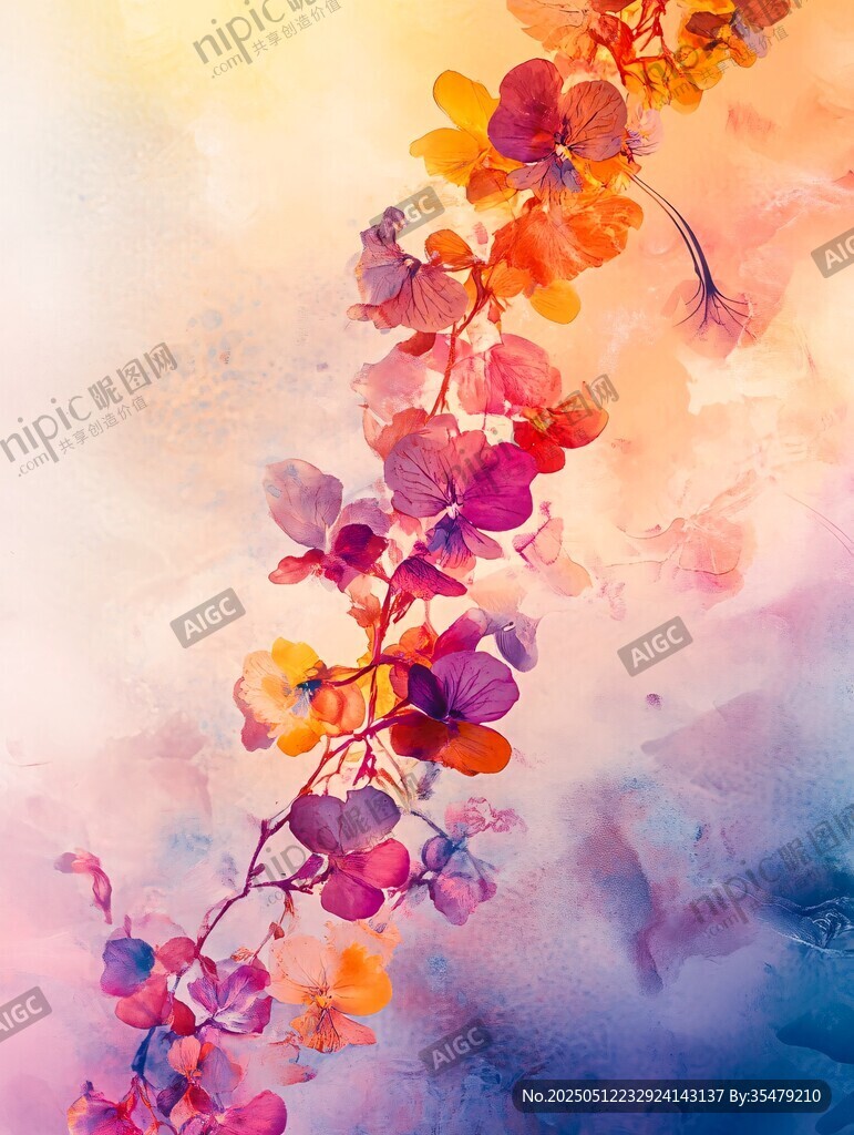 夢(mèng)幻水彩花卉藝術(shù)畫作
