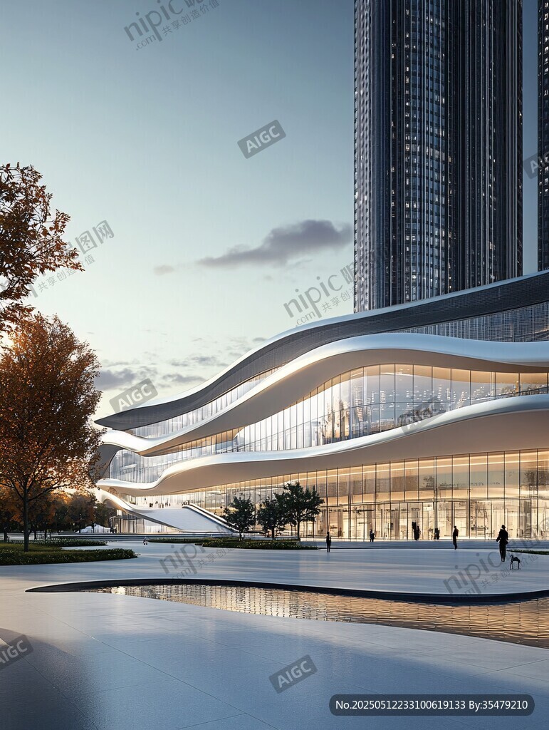 現代風格流線型商業建筑