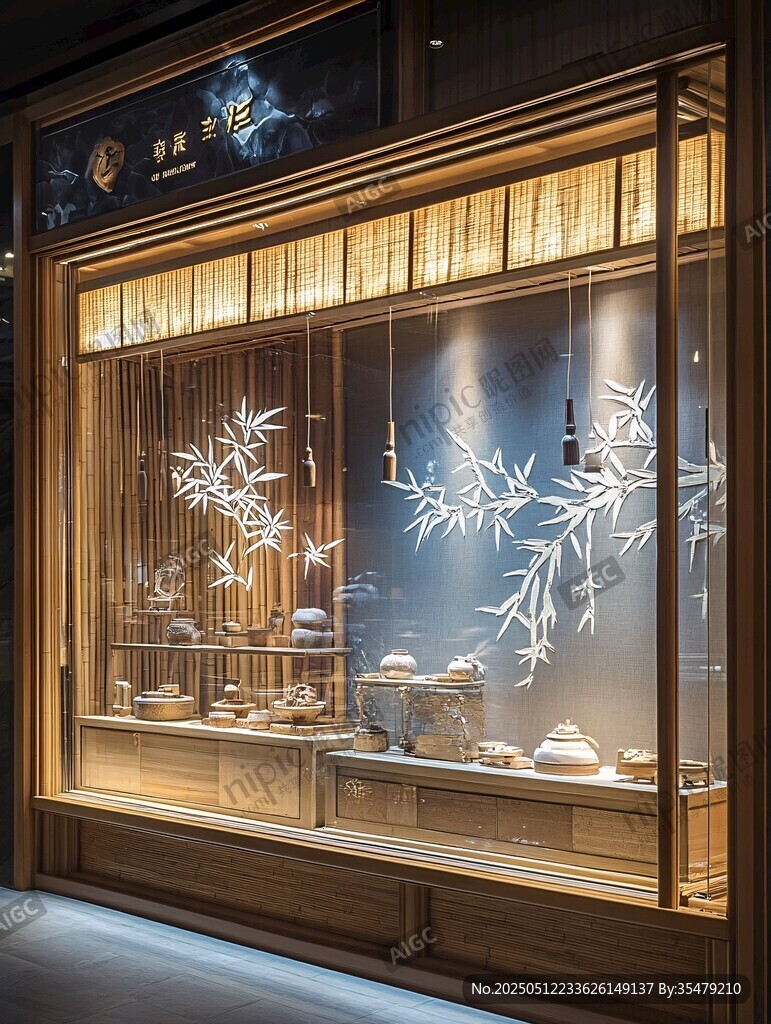 中式雅致瓷器店櫥窗展示
