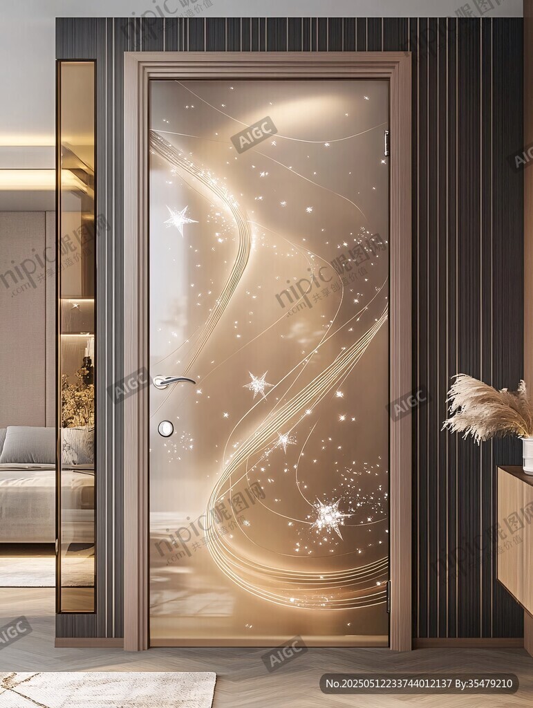夢幻星空藝術玻璃室內門