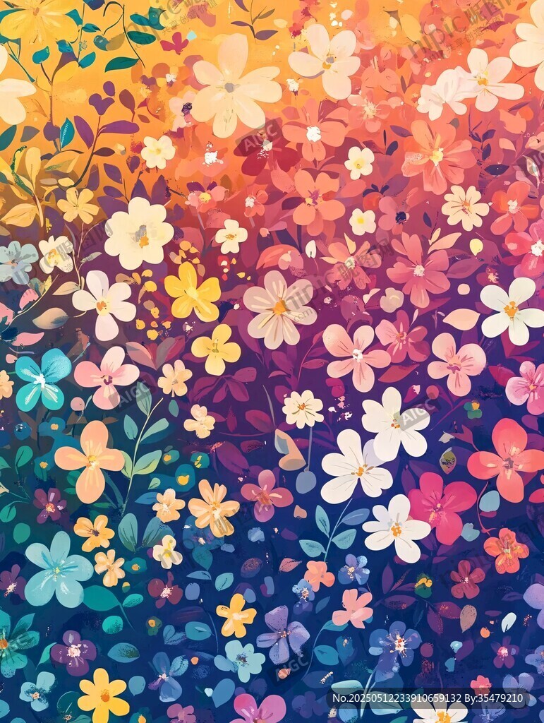 繽紛花卉漸變背景圖案
