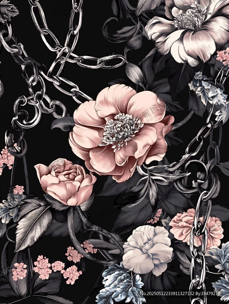 花卉與鏈條交織的精美圖案