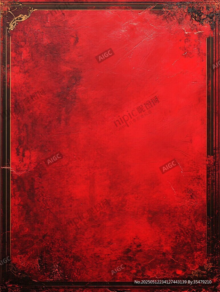 復(fù)古紅底黑金邊框背景圖