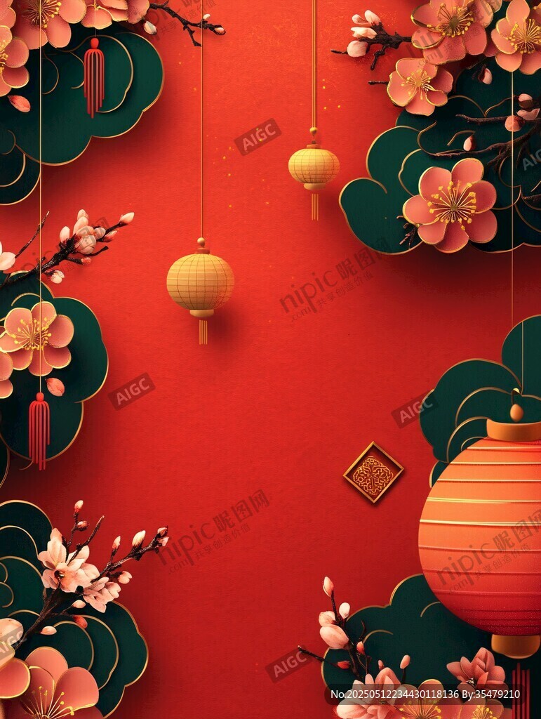 中式新春喜慶裝飾背景圖