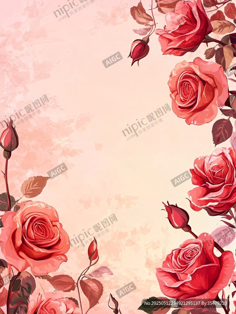 浪漫玫瑰花卉背景圖