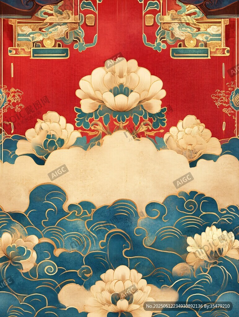 中式古典花紋祥瑞背景圖