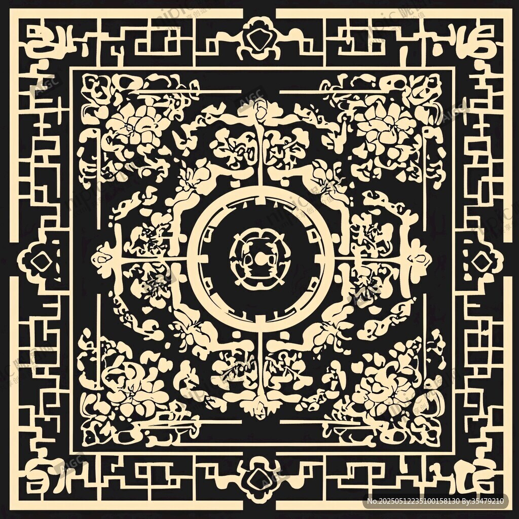 中式傳統(tǒng)幾何花卉圖案