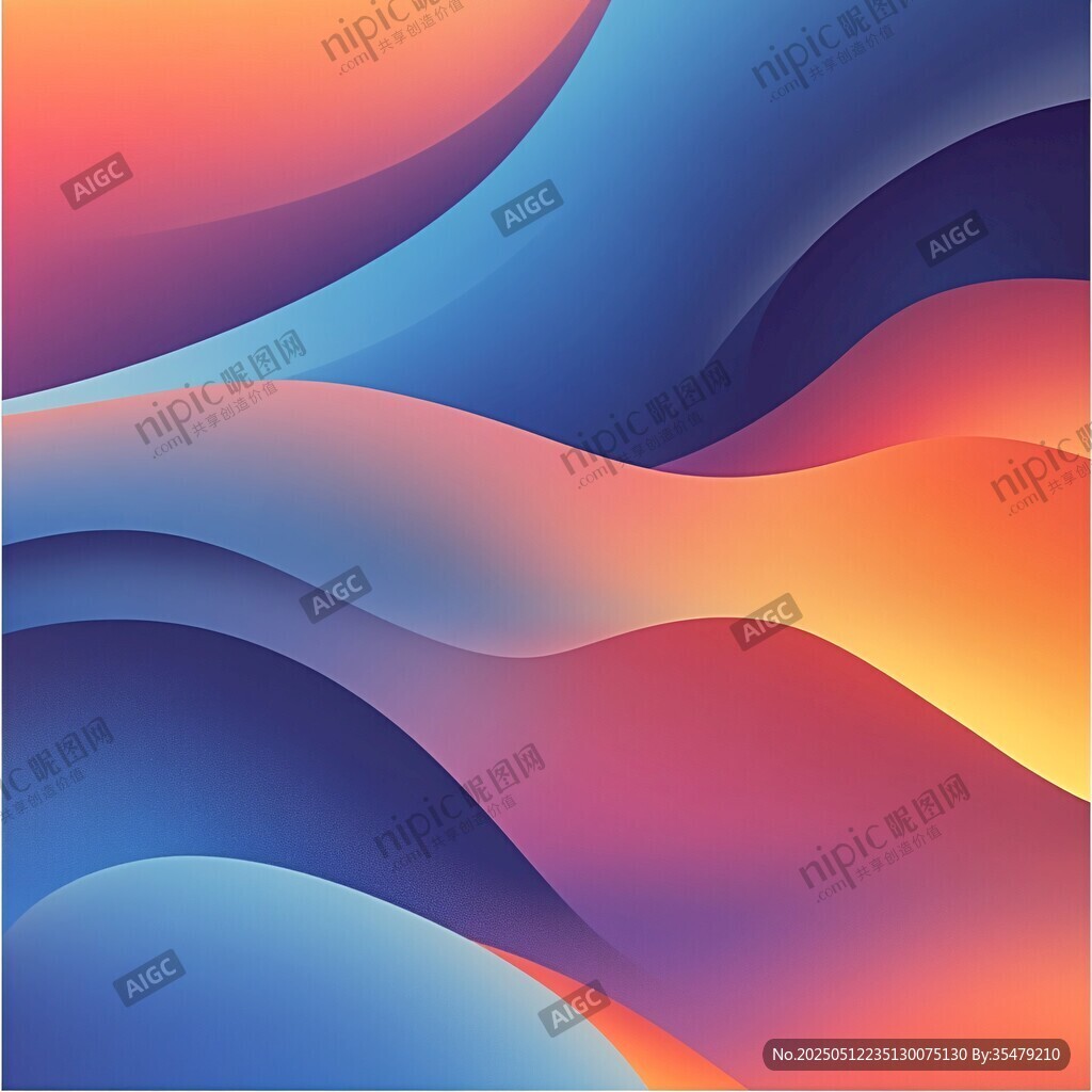 夢幻漸變波浪抽象背景圖