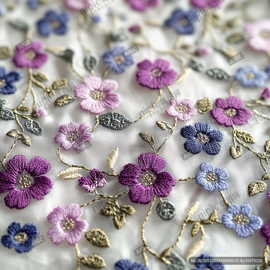 精美刺繡花朵圖案裝飾布