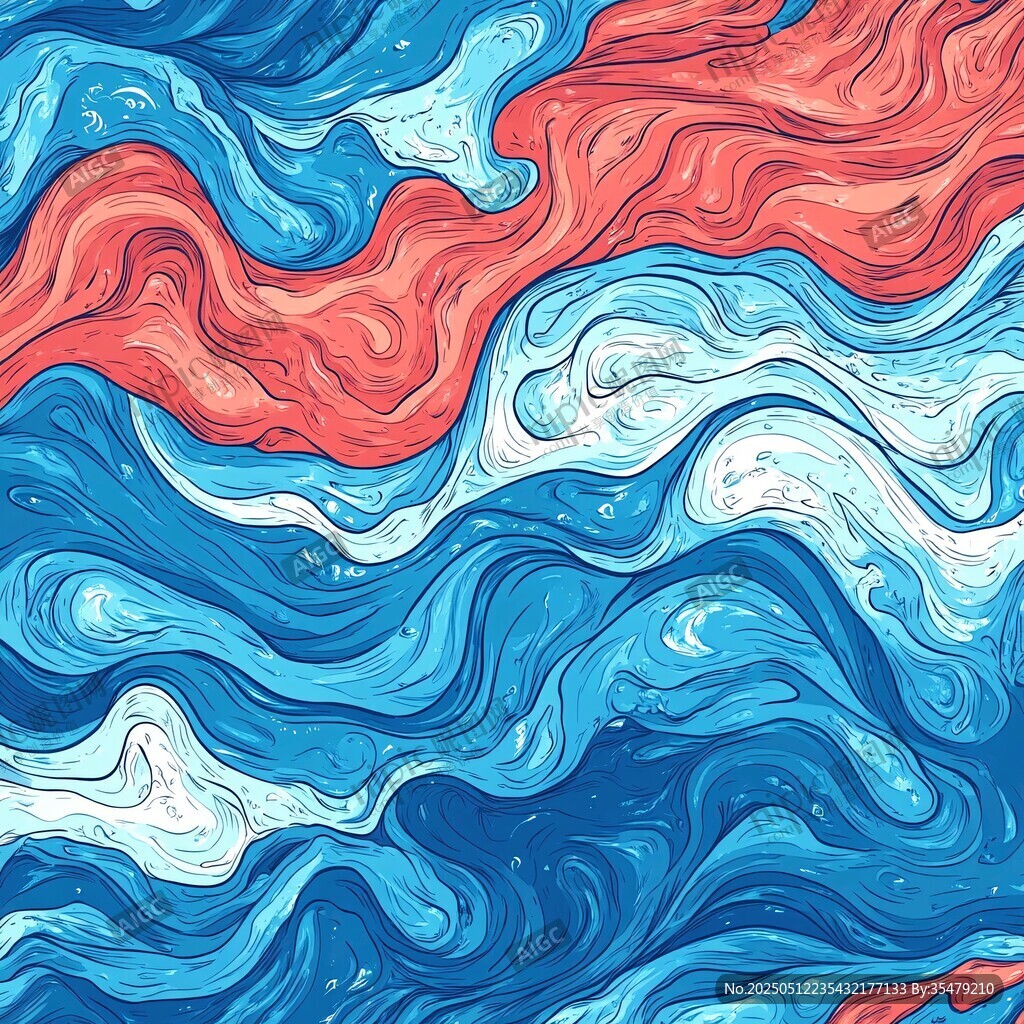 紅藍相間流動波紋圖案