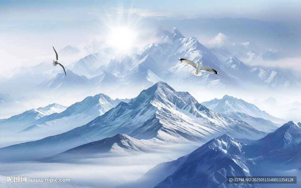 雪山風(fēng)景背景墻畫(huà)壁紙