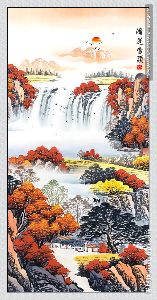 鴻運當頭玄關畫