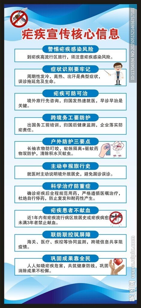 瘧疾宣傳核心信息展架