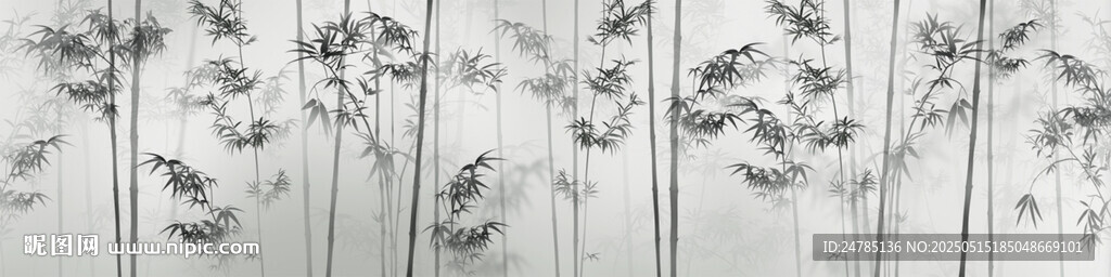 新中式巨幅水墨竹子背景