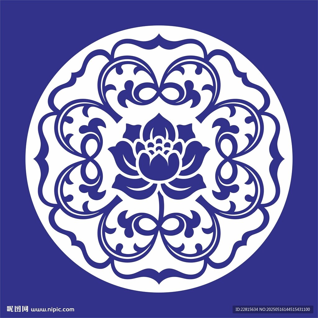 矢量纏枝蓮紋蓮花中式傳統圖案