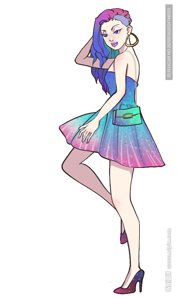 時尚多彩裙裝女孩