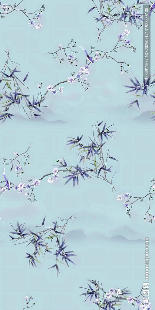 淡藍(lán)底花卉圖案紋理