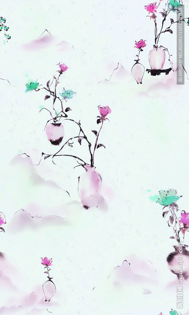水墨風(fēng)花卉圖案背景圖