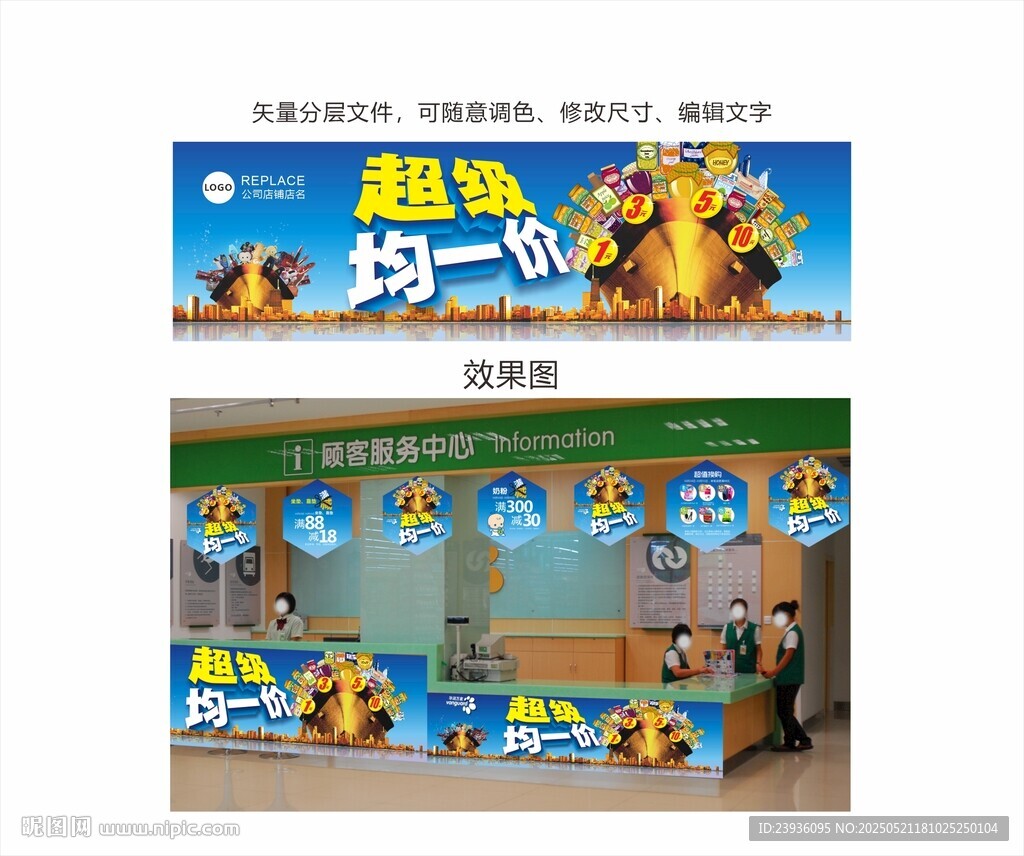 超市商場展板吊旗超級均一價裝飾