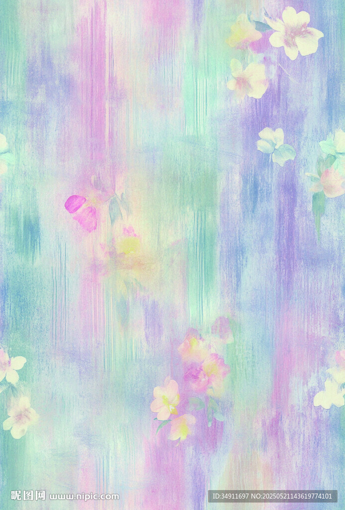 夢幻花卉水彩背景圖案