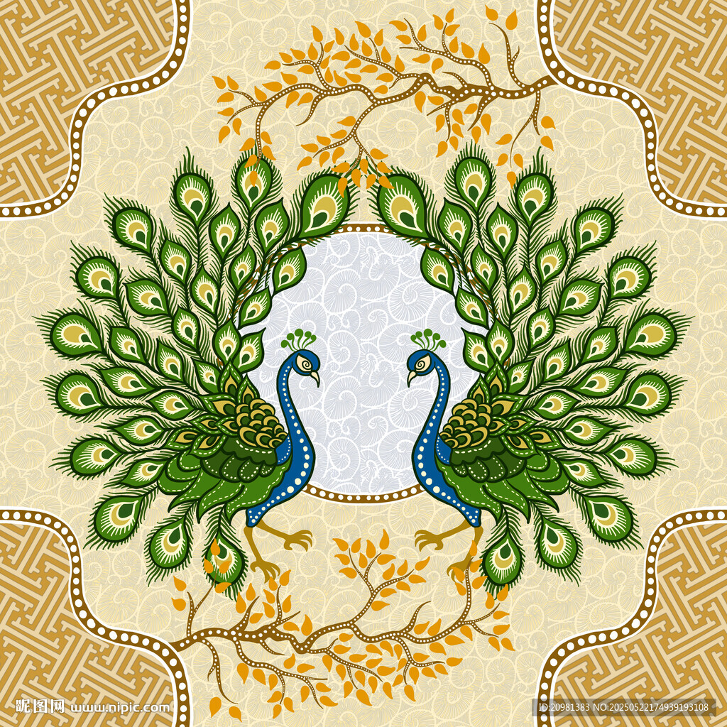 孔雀刺繡圖案