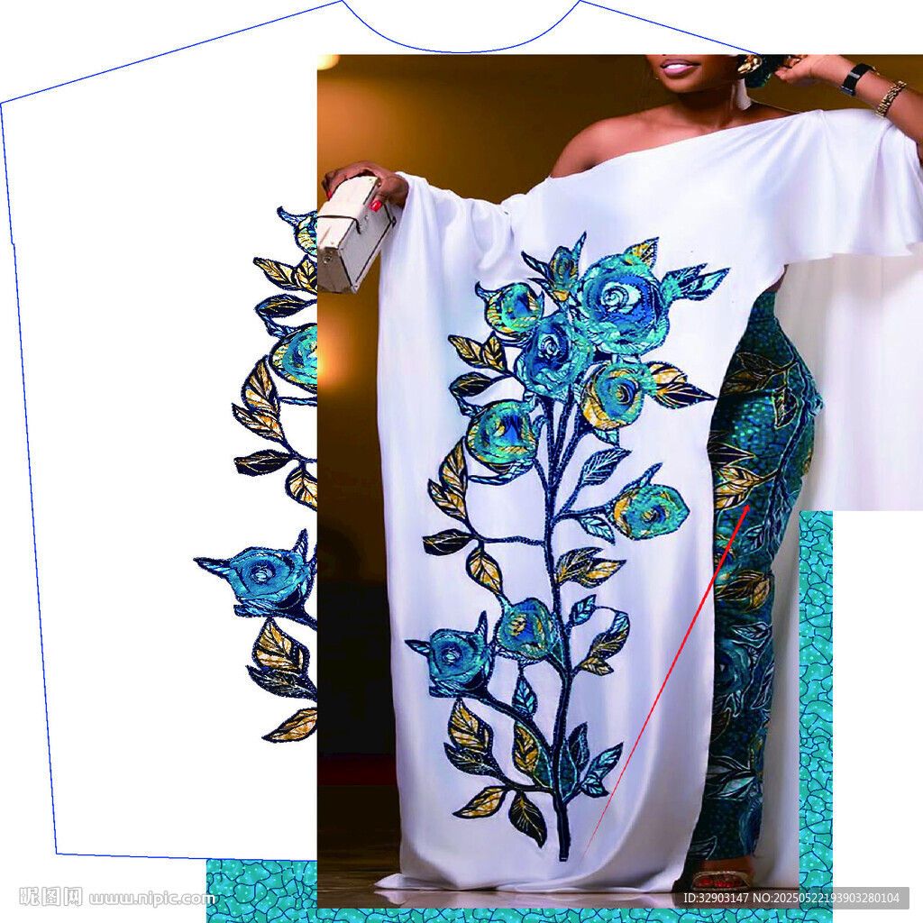 藍花刺繡白色衣物展示