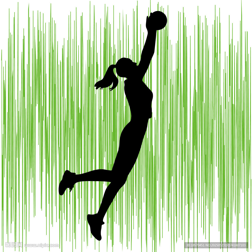 女排運動員躍起扣球瞬間