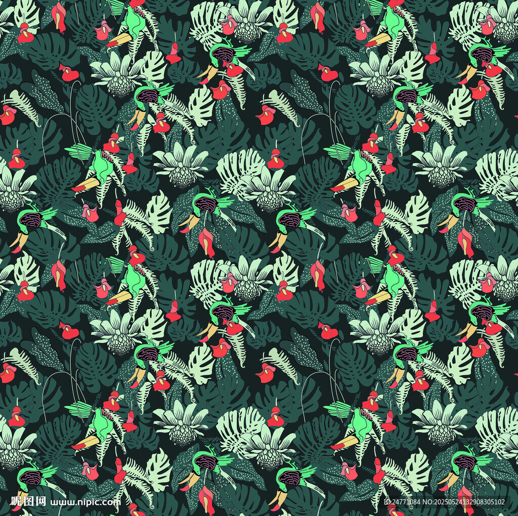 仙人掌花卉圖案背景紋理