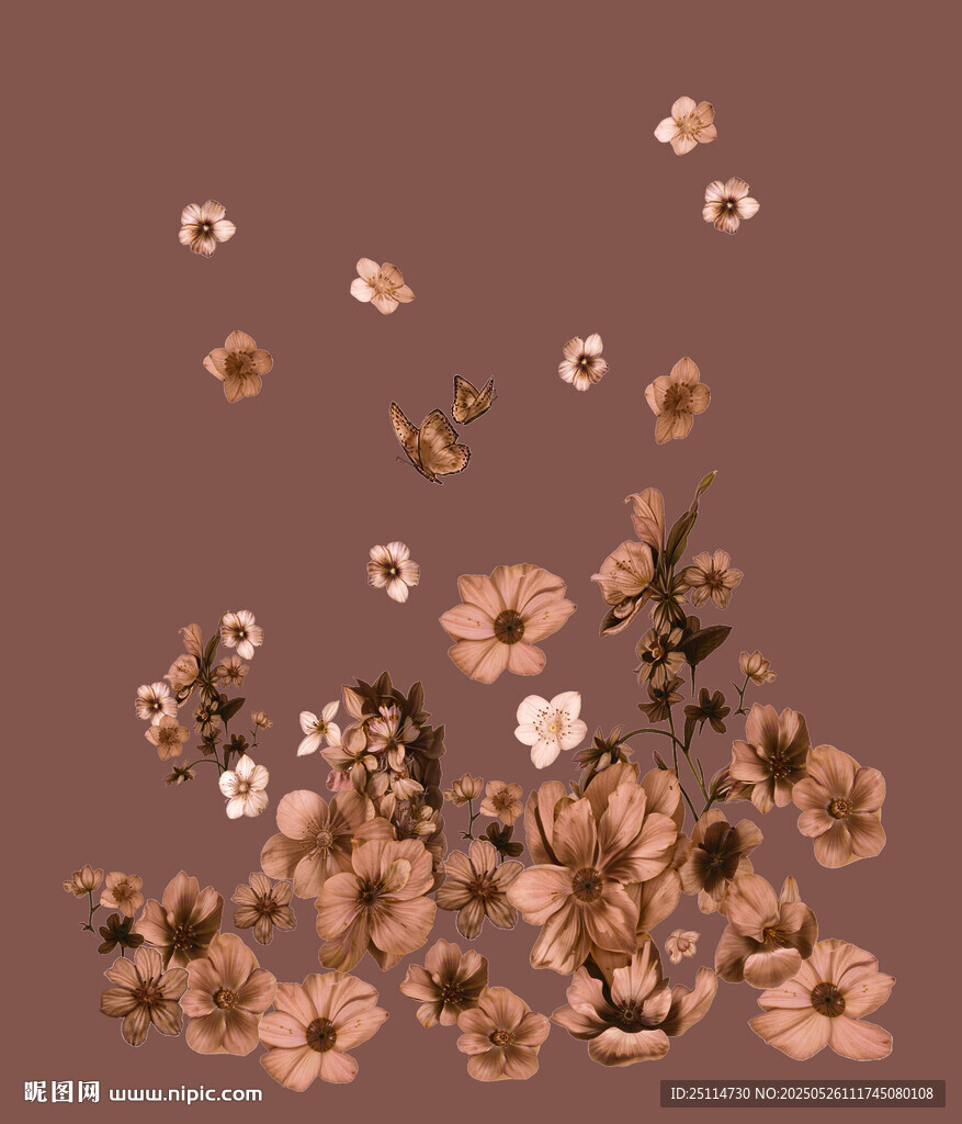 棕色背景上的繽紛小花