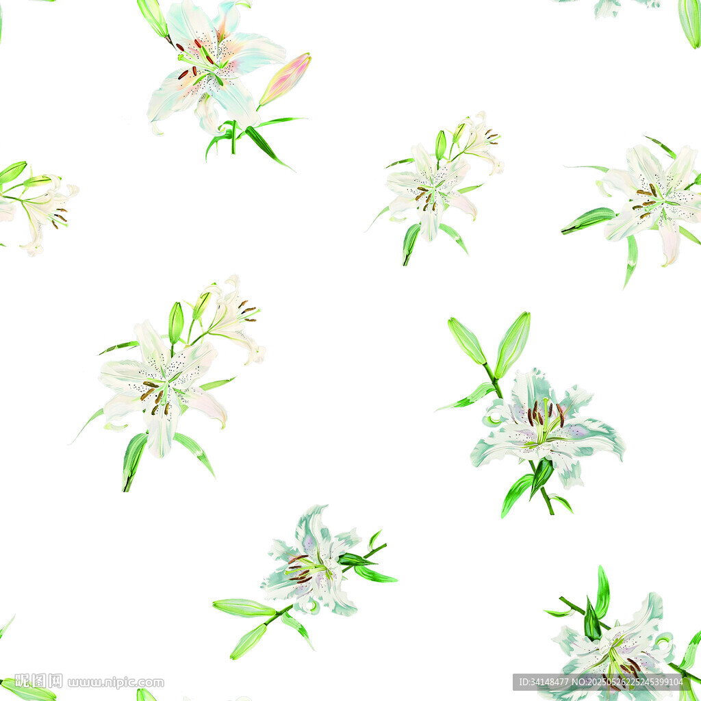 清新水彩風(fēng)白色花卉圖案