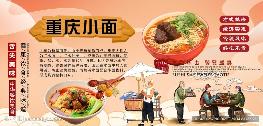 重慶小面背景墻