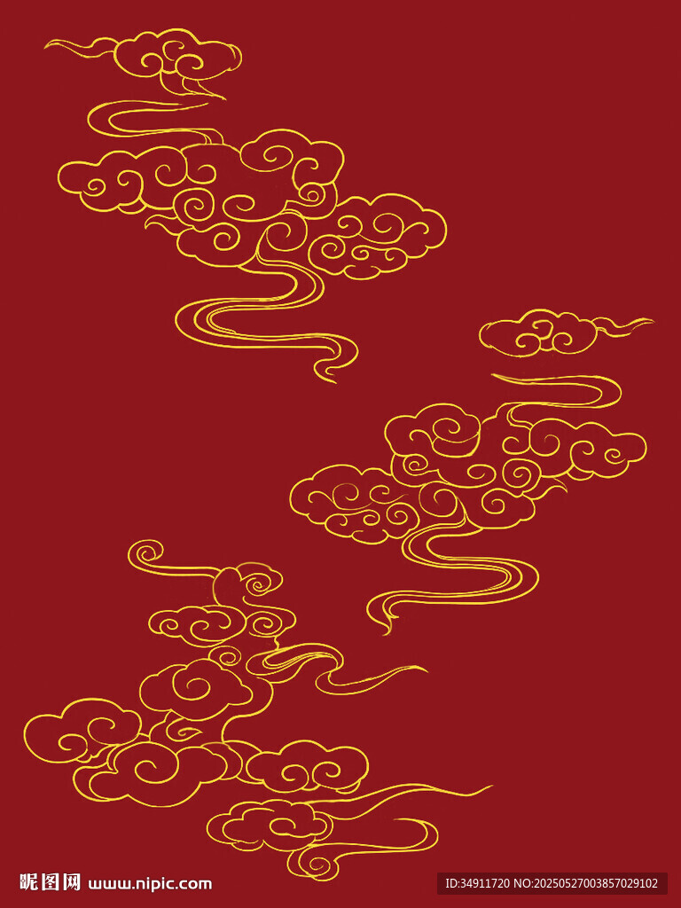 紅色背景上的金色祥云圖案