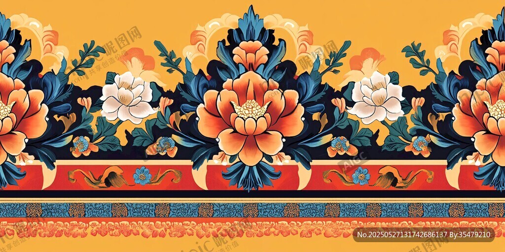 傳統(tǒng)中式花卉紋樣圖案