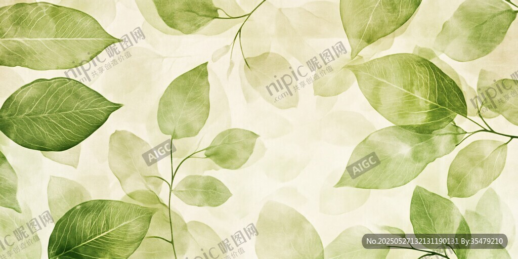 清新綠葉水彩風(fēng)背景圖