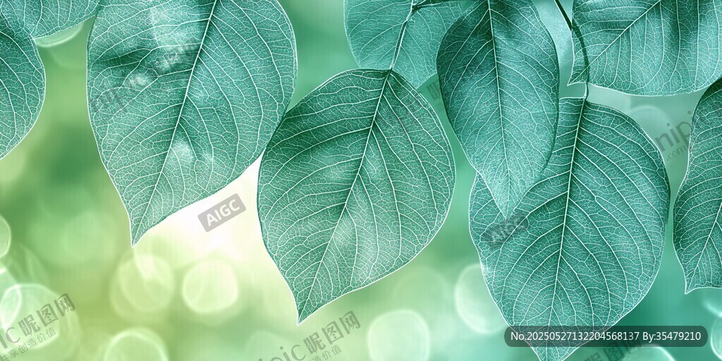 清新綠葉背景圖