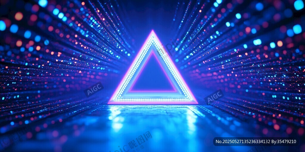 炫彩霓虹三角科幻空間