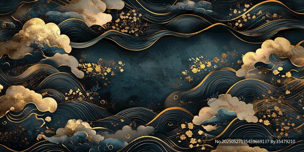 中式云海金紋國風背景圖