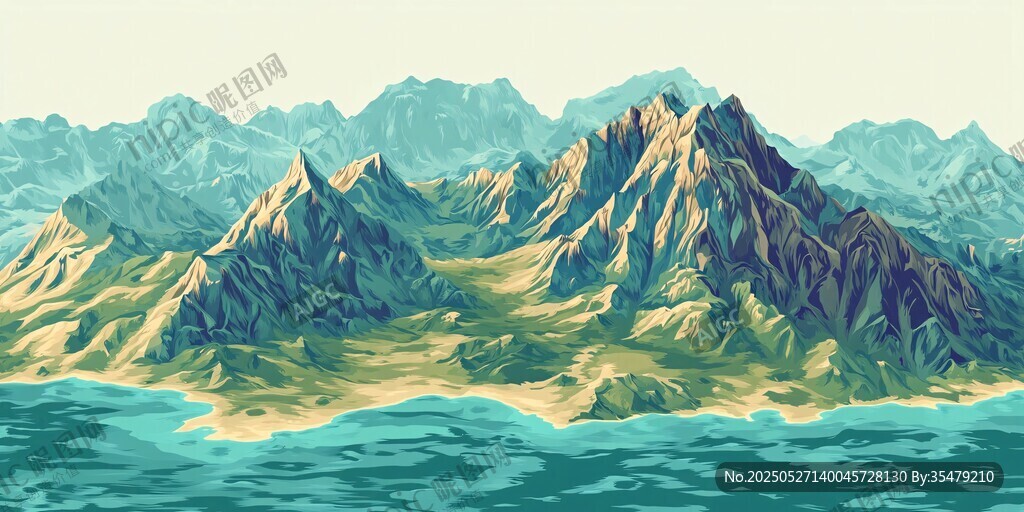 手繪山海景觀圖