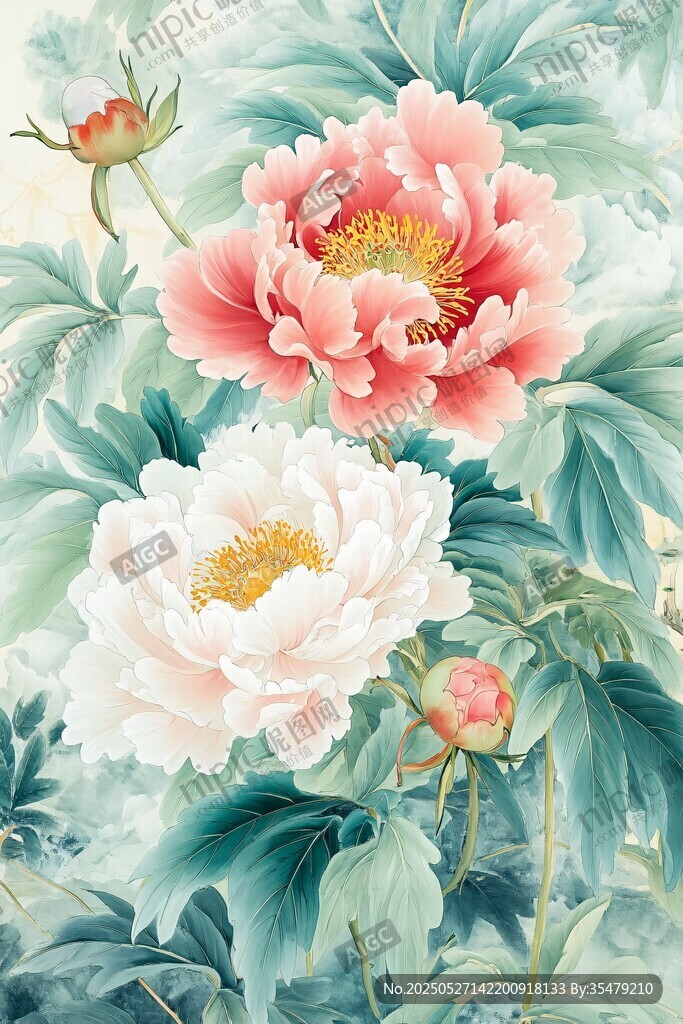 國畫牡丹圖 花卉之美