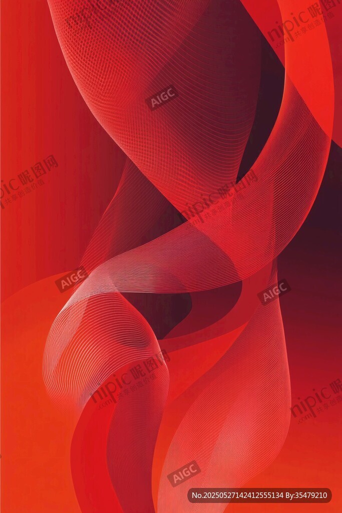 紅色動感飄帶抽象藝術圖