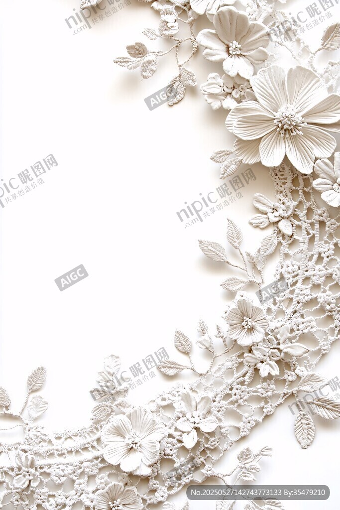 白色蕾絲花卉裝飾圖案