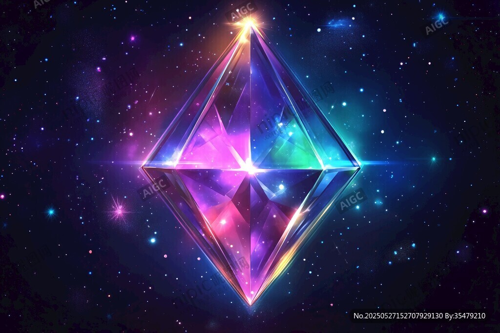 璀璨星際中的幻彩菱形寶石