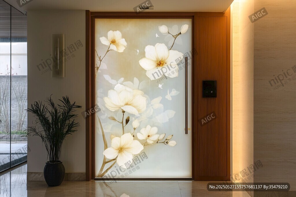 花卉藝術(shù)入戶門裝飾效果
