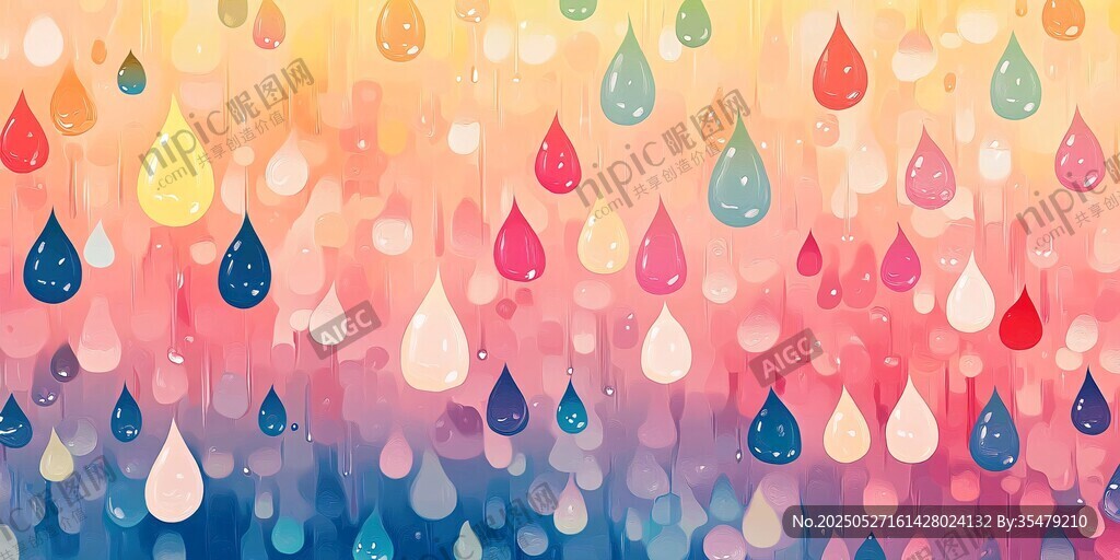 夢幻多彩雨滴背景圖