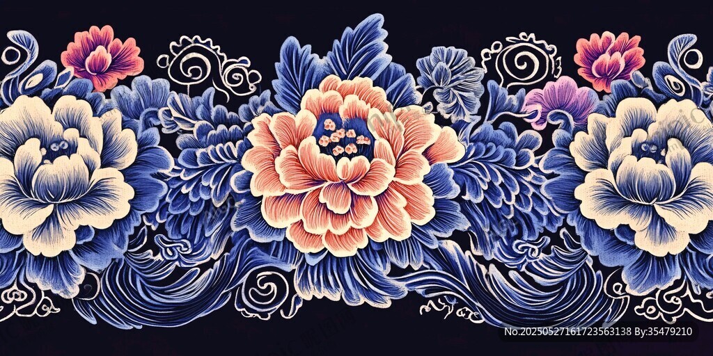 中式牡丹花紋精美圖案