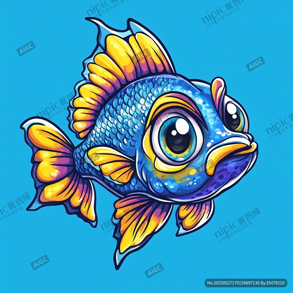 可愛卡通魚的夢幻形象