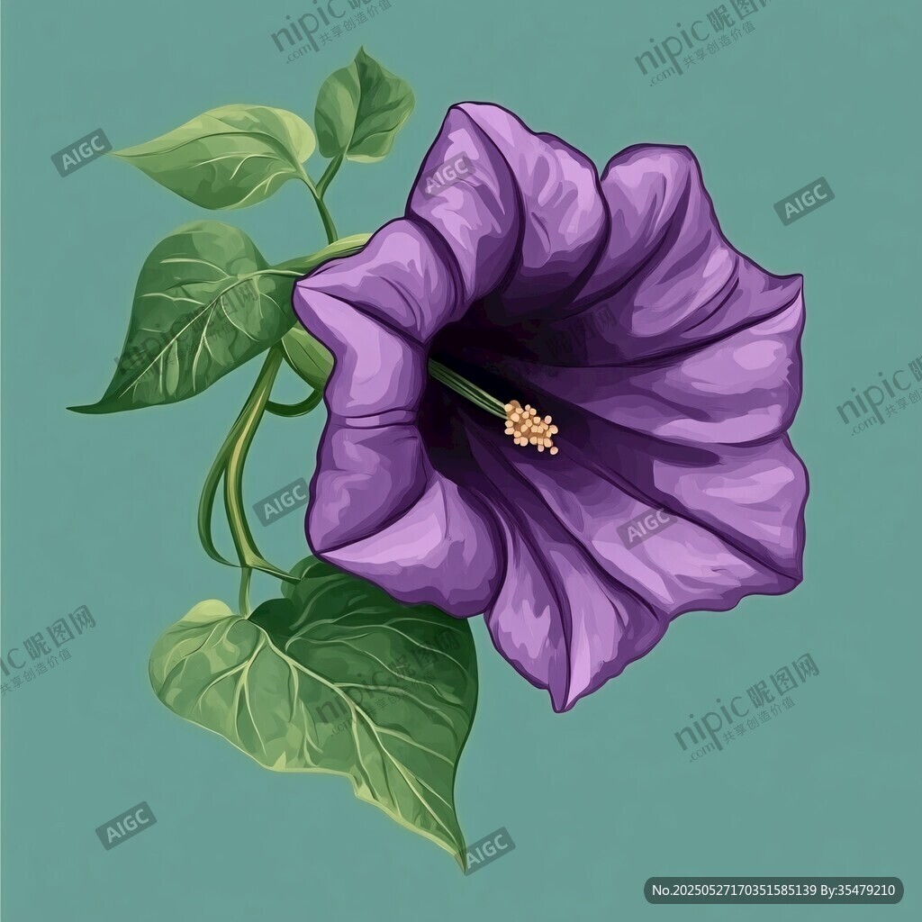 紫色牽牛花插畫