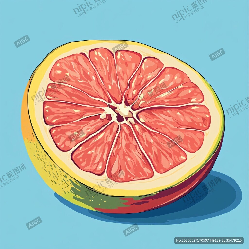 半顆多汁西柚插畫(huà)