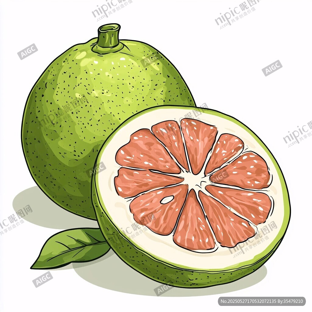 青柚插畫 完整與切開的形態(tài)